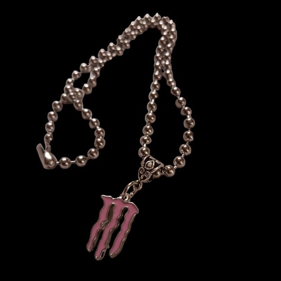 Baby Pink Monster Logo Ball Bead Choker Necklace - Picture 7 of 10